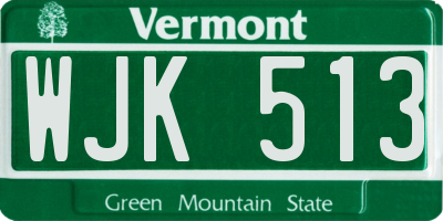 VT license plate WJK513