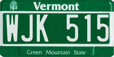 VT license plate WJK515