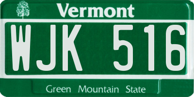 VT license plate WJK516