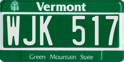 VT license plate WJK517