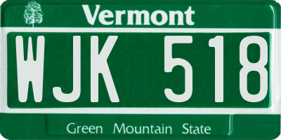 VT license plate WJK518