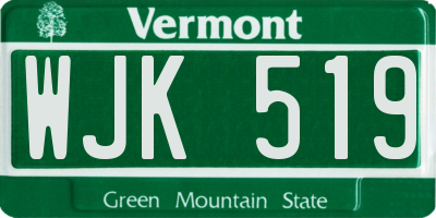 VT license plate WJK519
