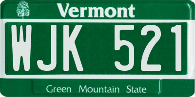 VT license plate WJK521