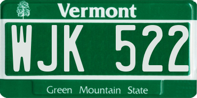 VT license plate WJK522