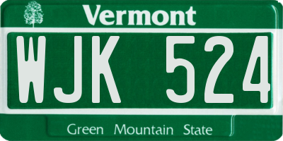 VT license plate WJK524
