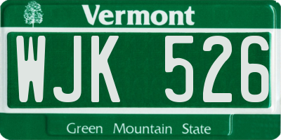 VT license plate WJK526
