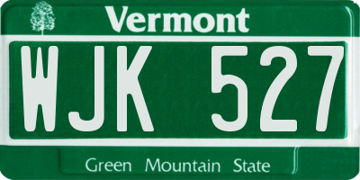VT license plate WJK527