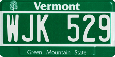 VT license plate WJK529