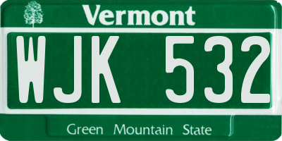 VT license plate WJK532