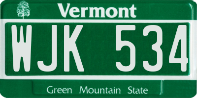 VT license plate WJK534