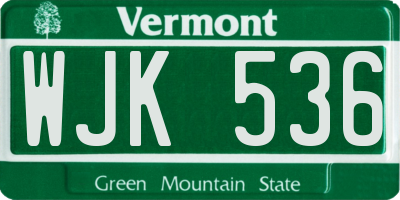 VT license plate WJK536
