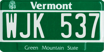 VT license plate WJK537