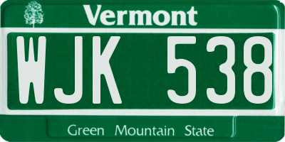 VT license plate WJK538