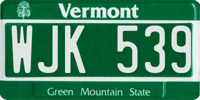 VT license plate WJK539