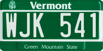 VT license plate WJK541