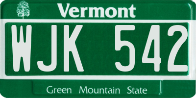 VT license plate WJK542