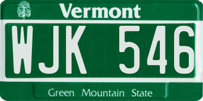 VT license plate WJK546