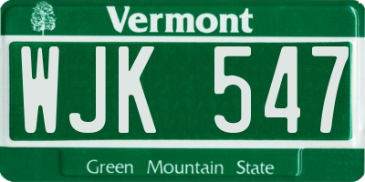 VT license plate WJK547