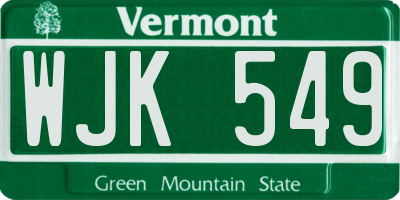 VT license plate WJK549