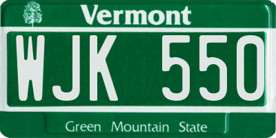 VT license plate WJK550