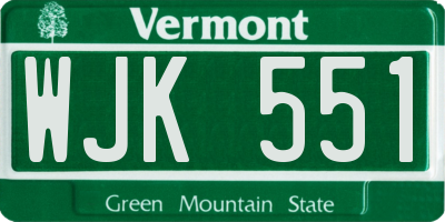 VT license plate WJK551