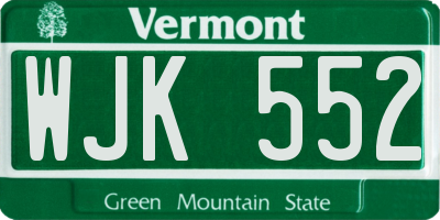 VT license plate WJK552