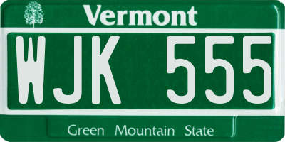 VT license plate WJK555