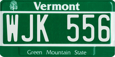 VT license plate WJK556