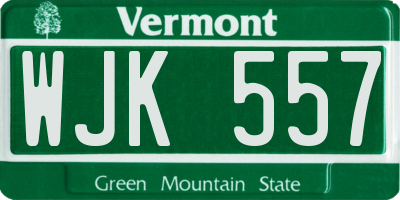 VT license plate WJK557