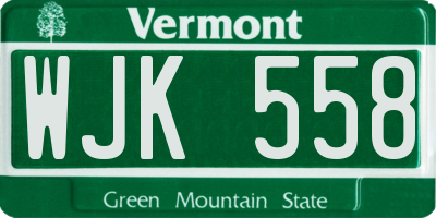 VT license plate WJK558