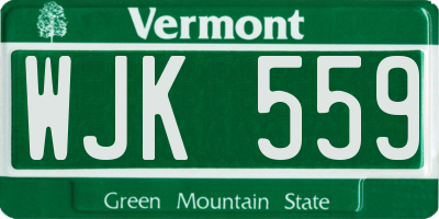 VT license plate WJK559