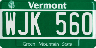VT license plate WJK560