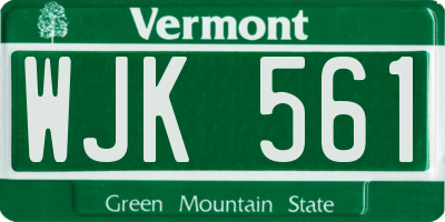 VT license plate WJK561