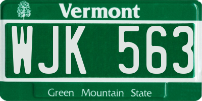 VT license plate WJK563