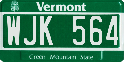 VT license plate WJK564