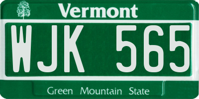 VT license plate WJK565