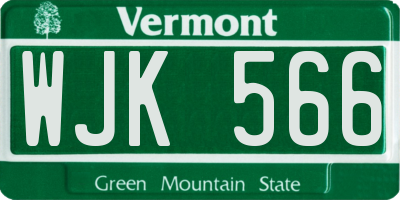 VT license plate WJK566