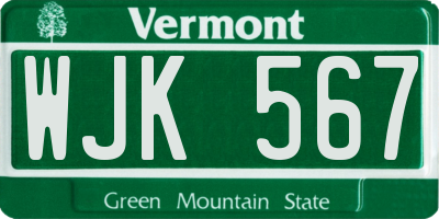 VT license plate WJK567