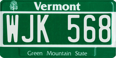 VT license plate WJK568
