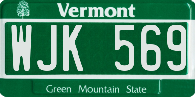 VT license plate WJK569