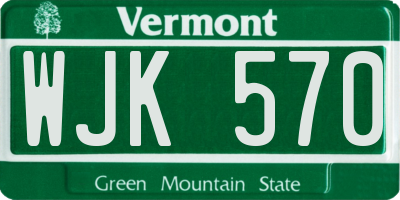 VT license plate WJK570