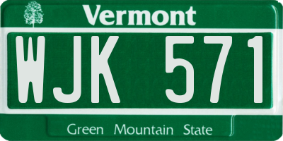 VT license plate WJK571