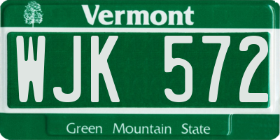 VT license plate WJK572