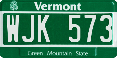 VT license plate WJK573