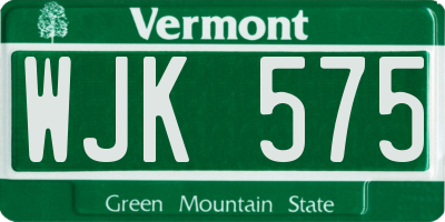 VT license plate WJK575