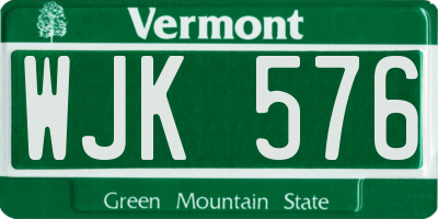 VT license plate WJK576