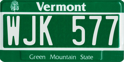 VT license plate WJK577