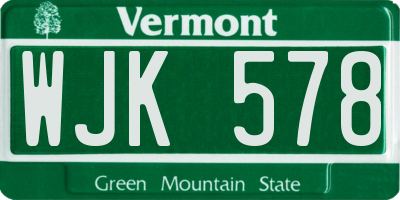 VT license plate WJK578