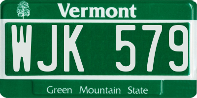 VT license plate WJK579
