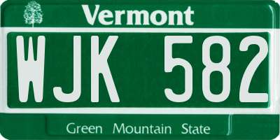 VT license plate WJK582